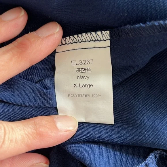 Zwurew V Neck Long Sleeve Rouched Bodice Dress in Navy Blue, Size XL - Picture 9 of 10